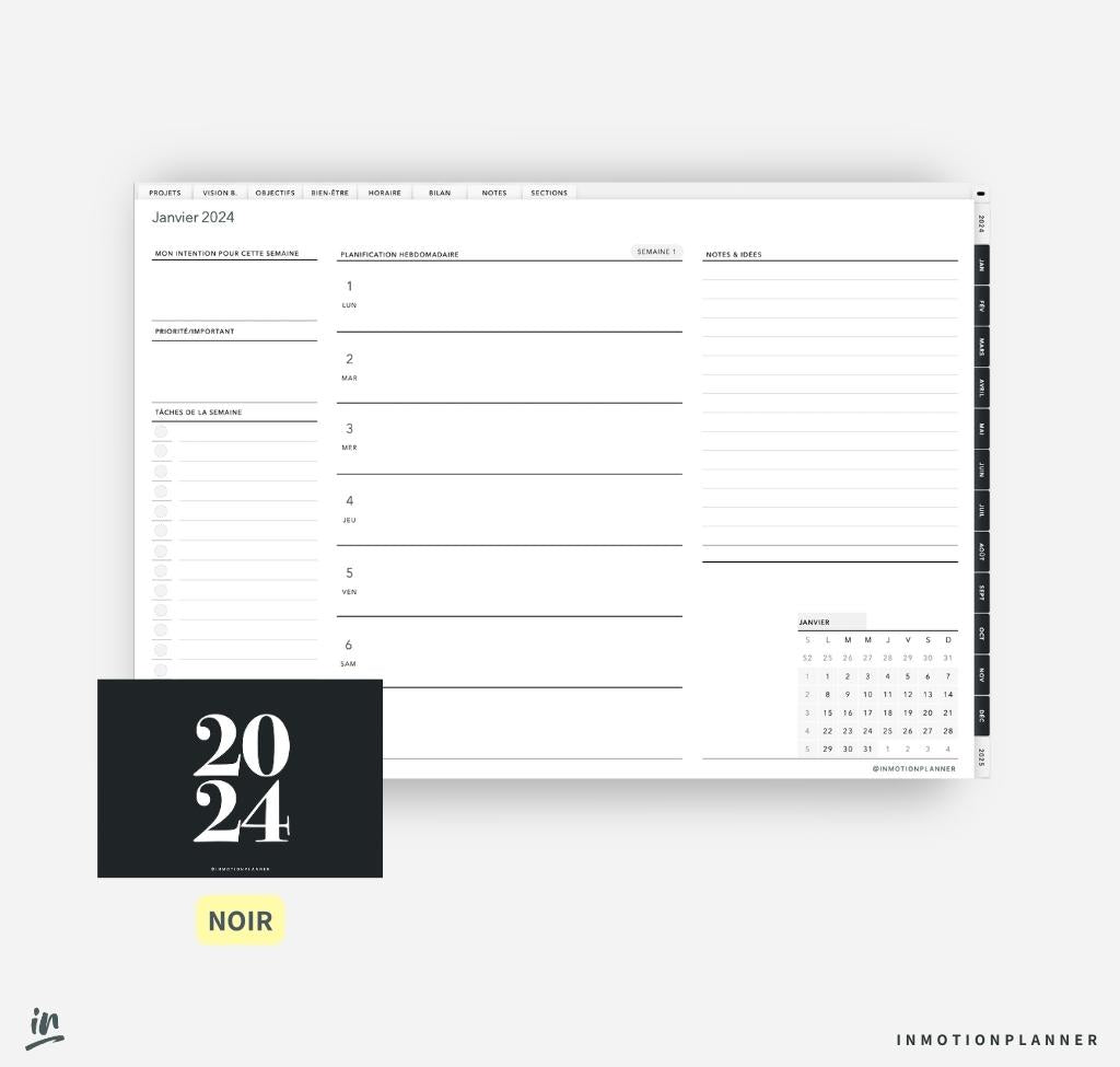 2024 Le Planner Coach de Vie - Planner digital horizontal