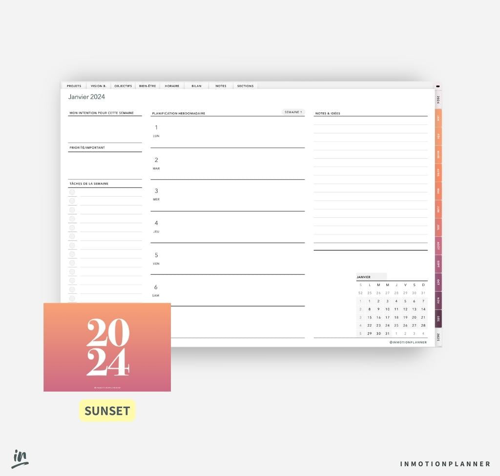 2024 Le Planner Coach de Vie - Planner digital horizontal