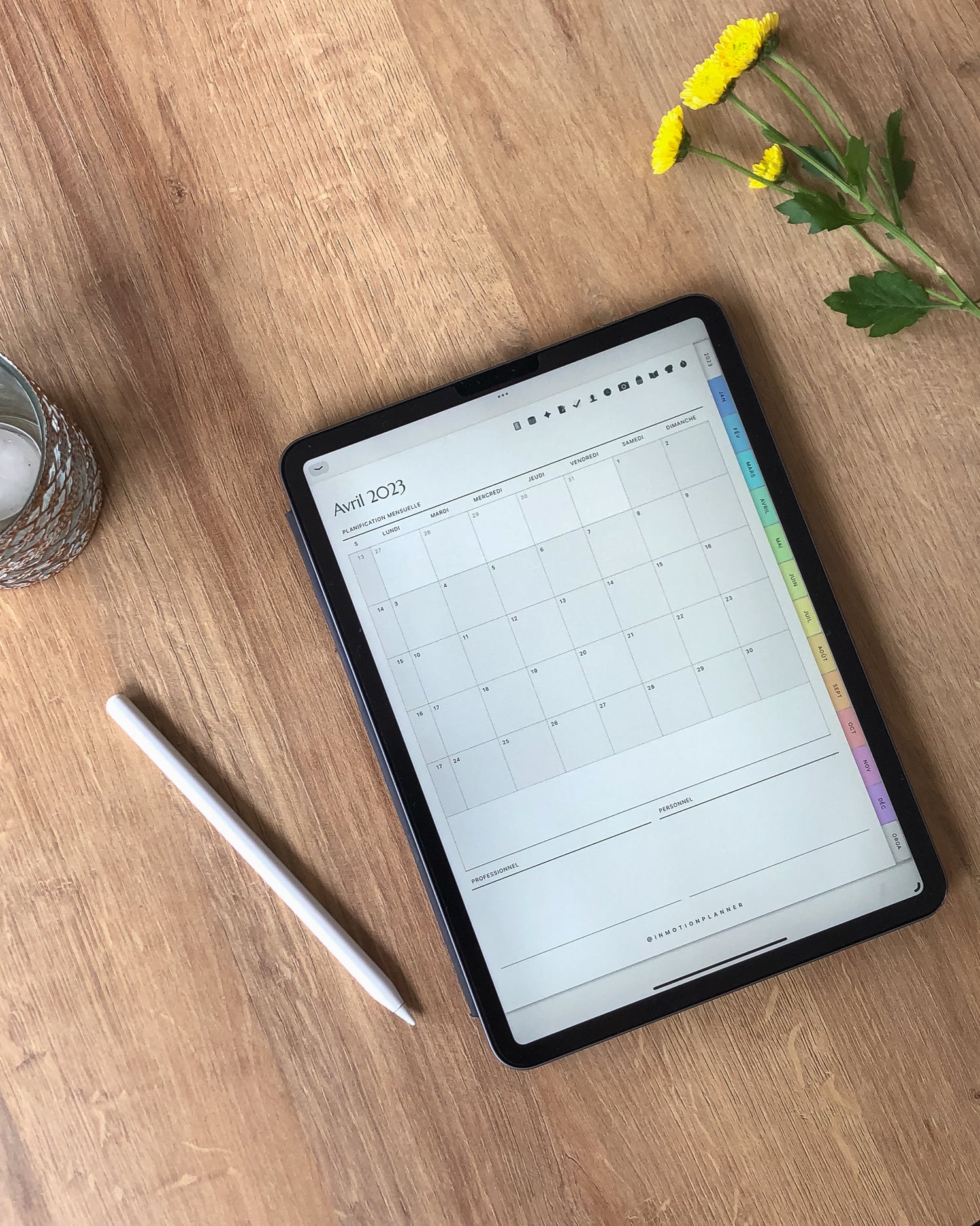 Planner digital InMotion Planner page de planification mensuelle