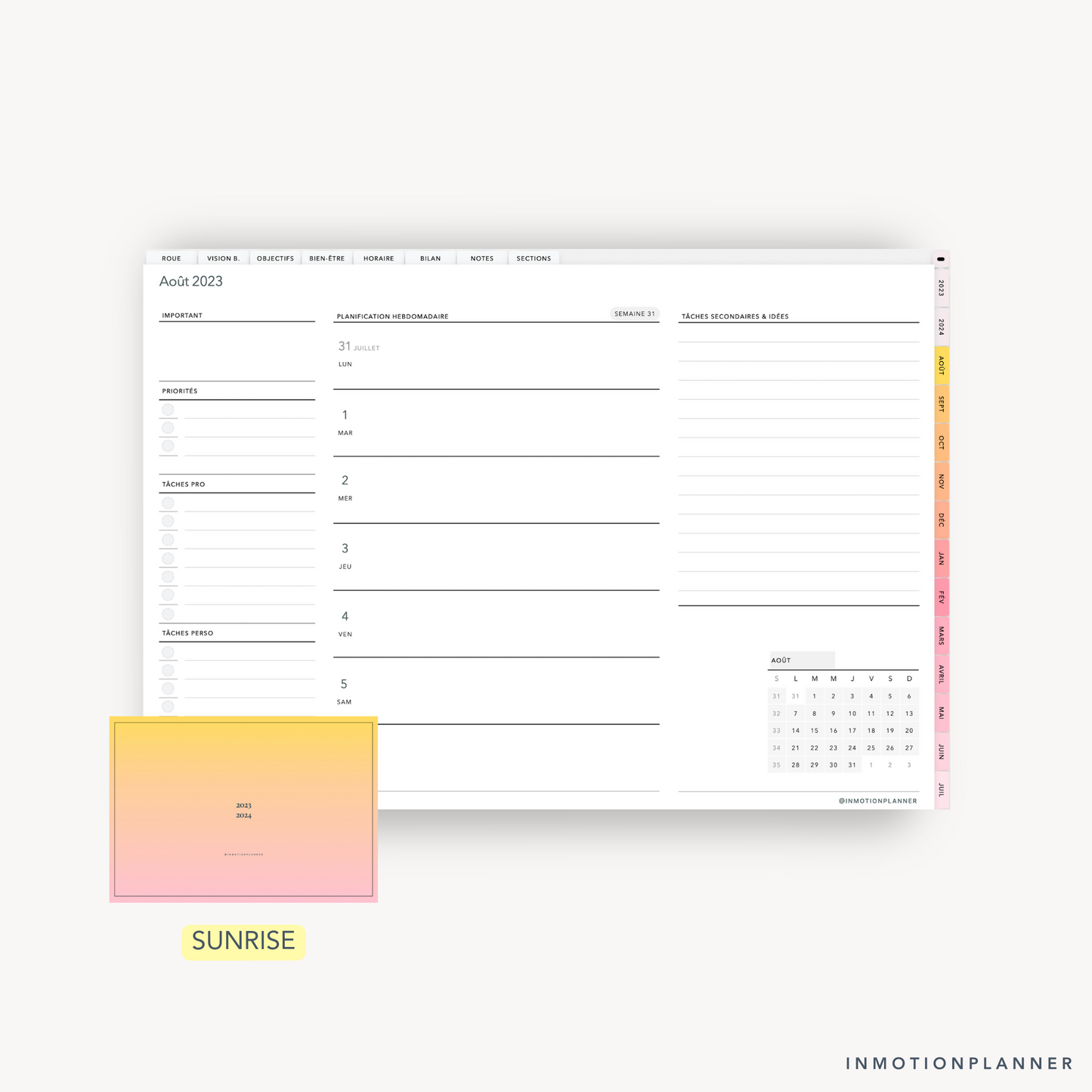 agenda digital en français inmotionplanner