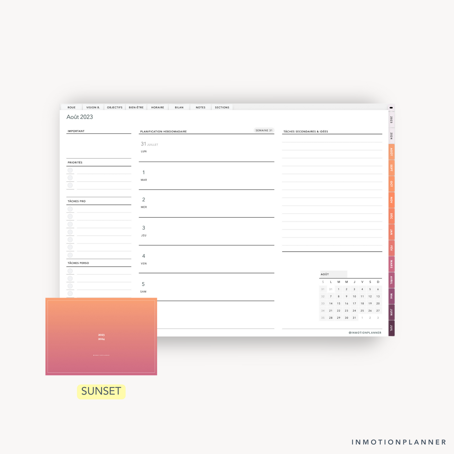 agenda digital en français inmotionplanner