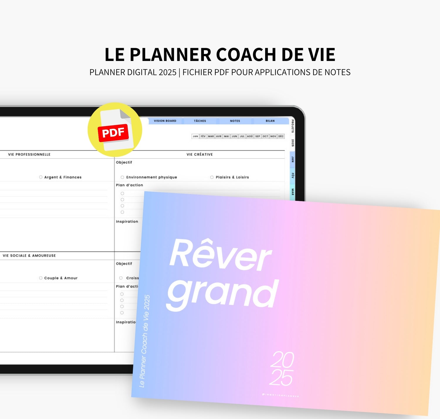 Planner digital 2025 horizontal paysage InMotion Planner