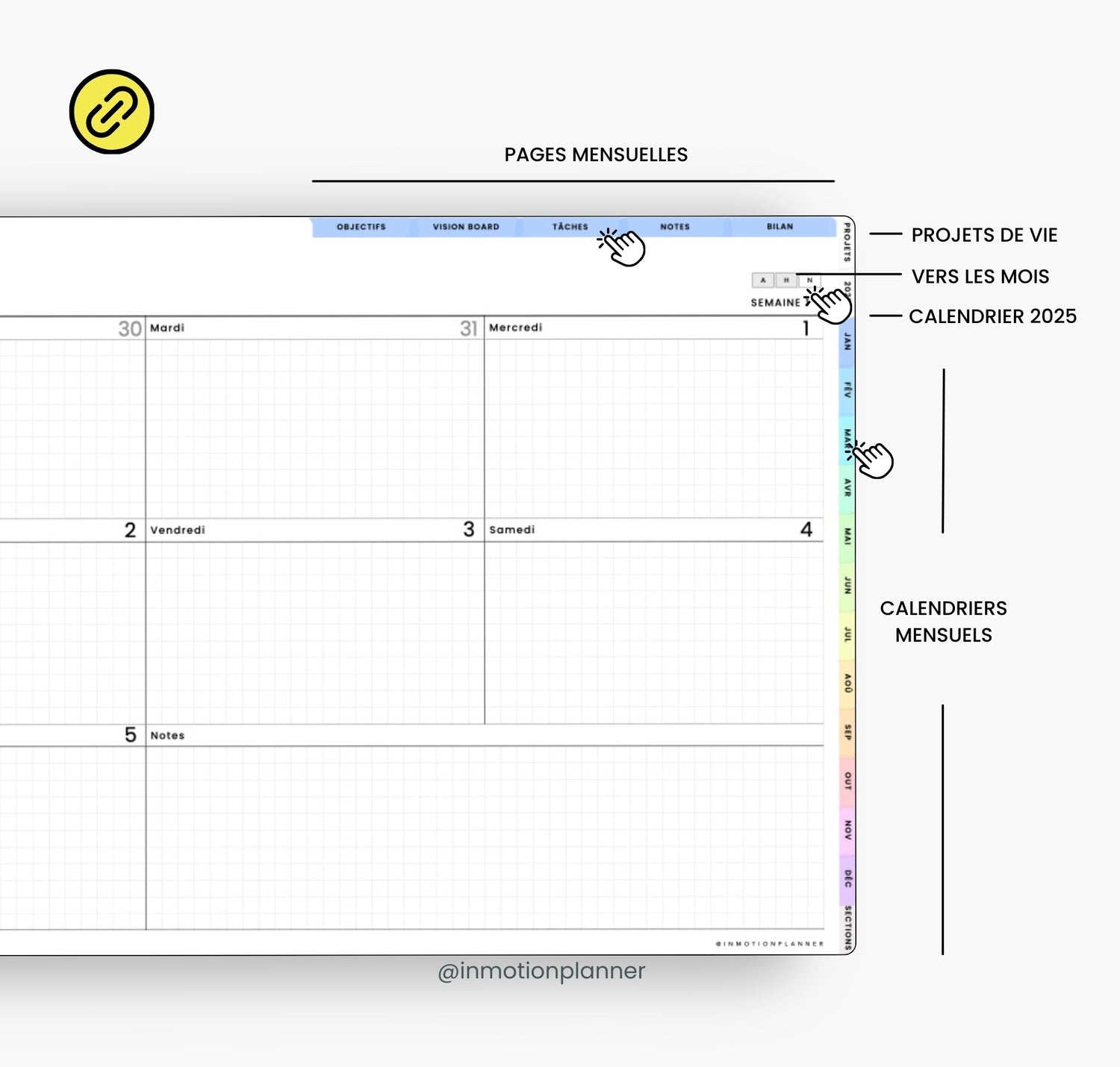 Planner digital avec hyperliens - InMotion Planner