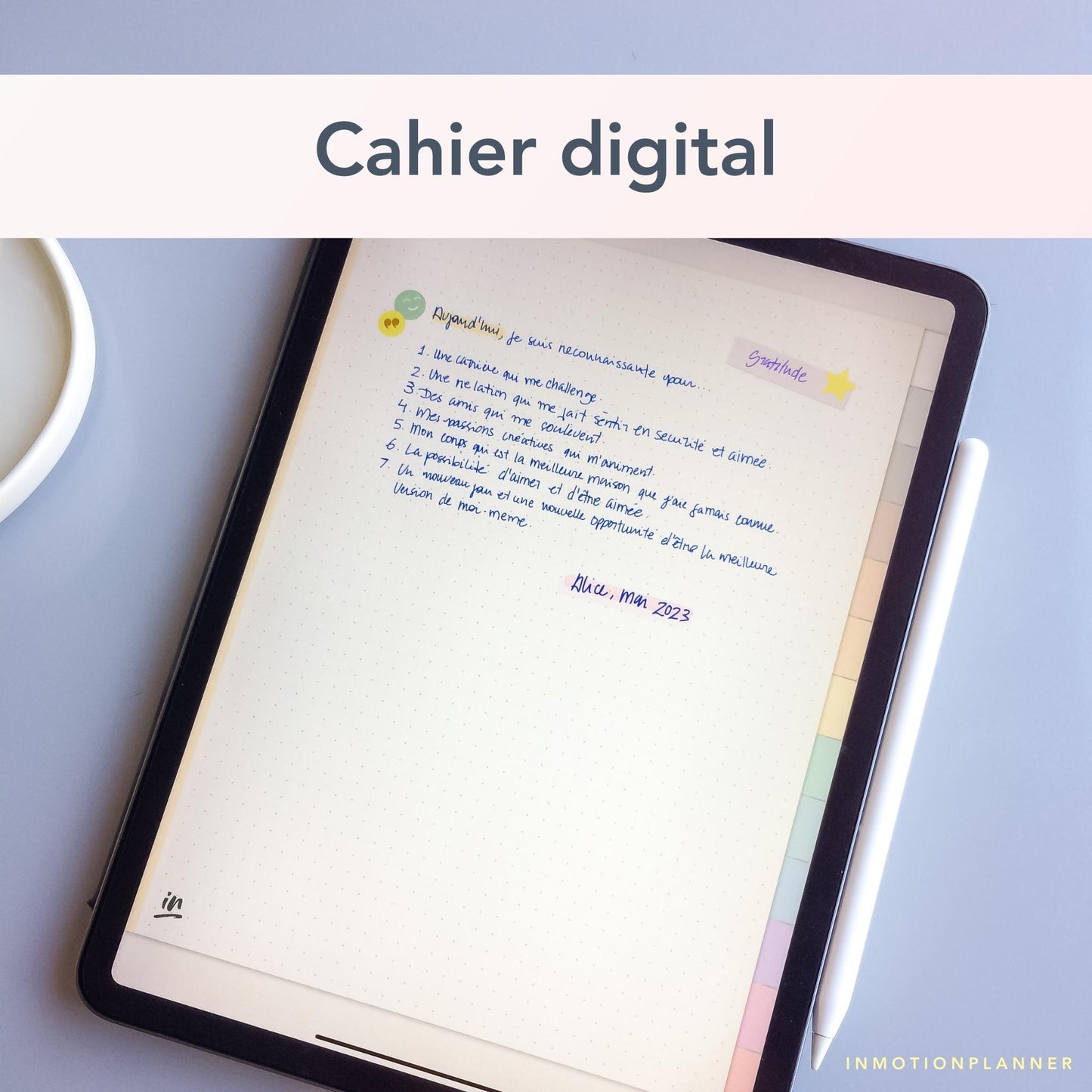 Cahier digital 12 matières pastel doux