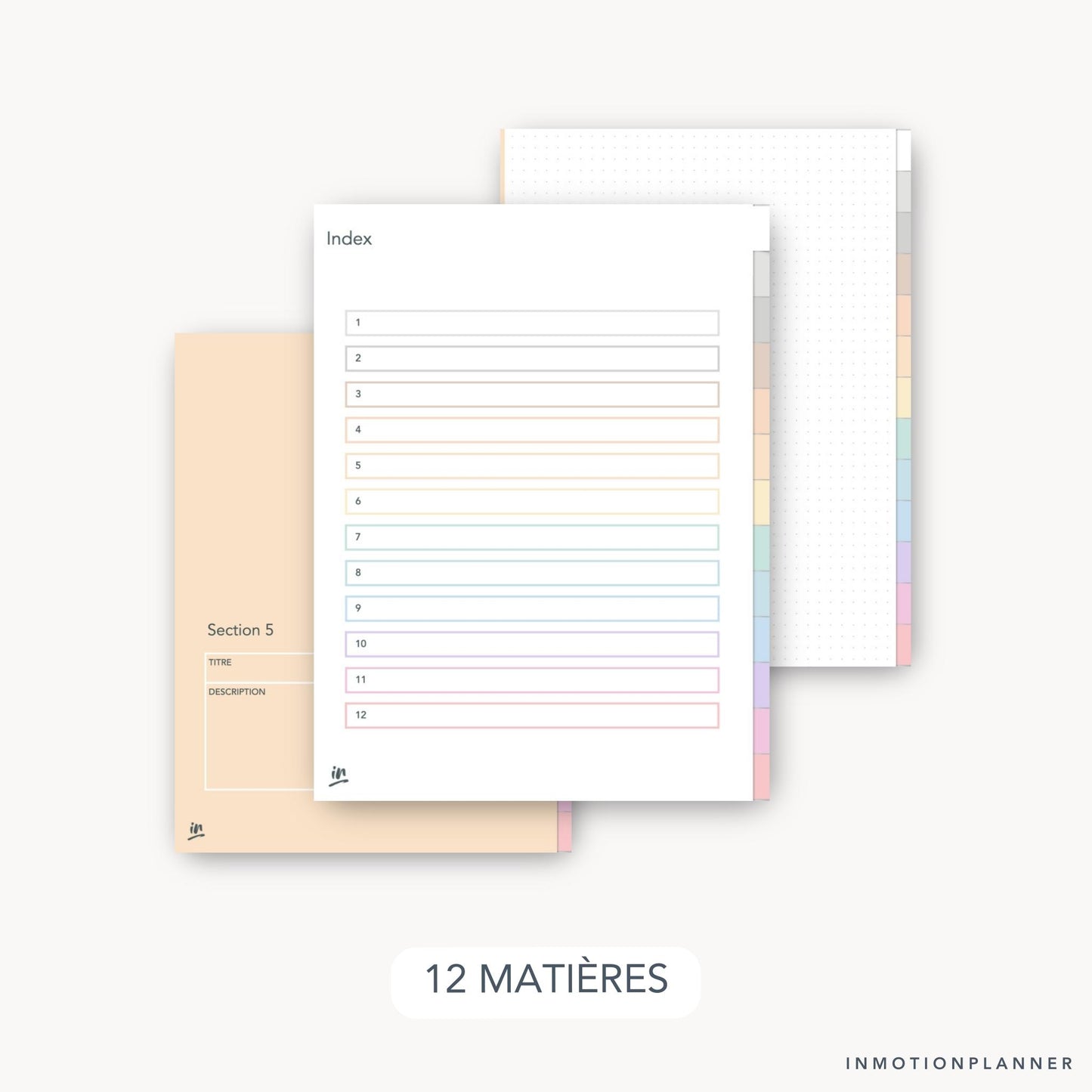 Cahier digital 12 matières pastel doux