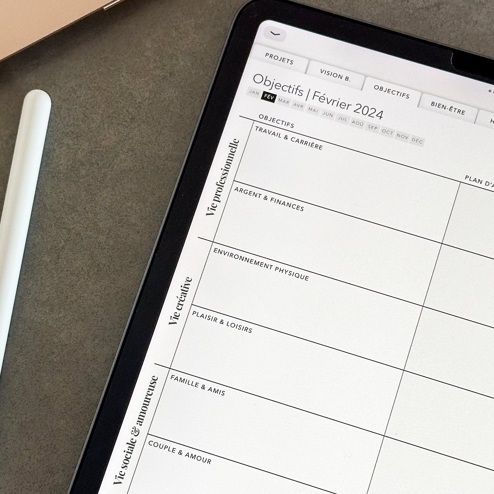 objectifs de vie planning