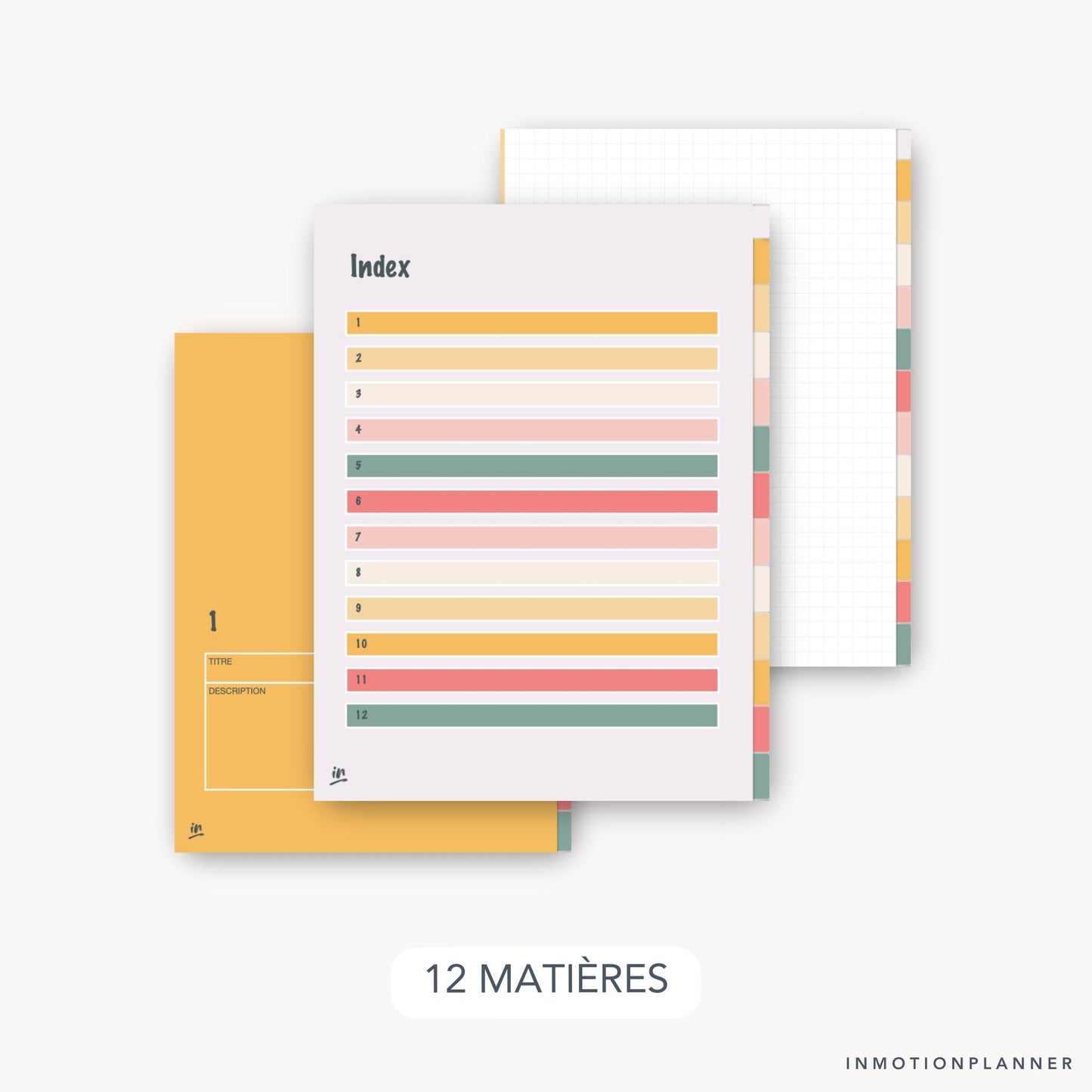 Cahier digital 12 matières pastel