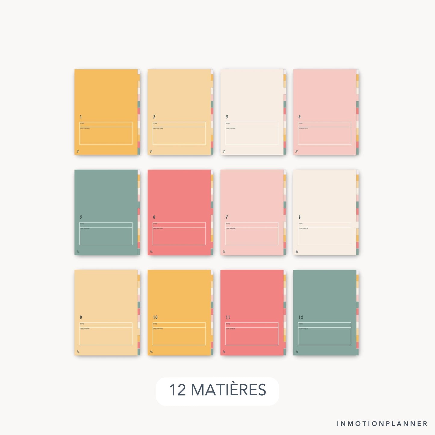 Cahier digital 12 matières pastel