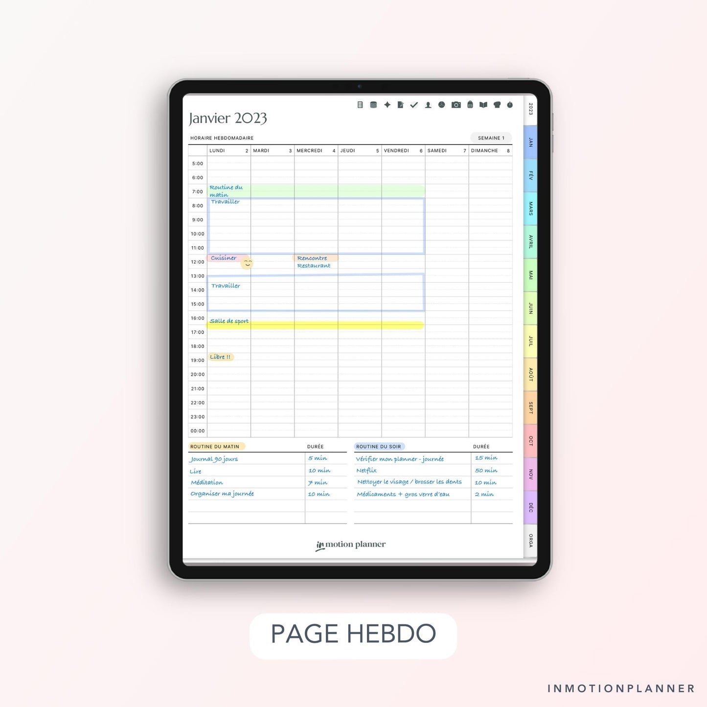 Écrire sur un planner digital InMotion Planner