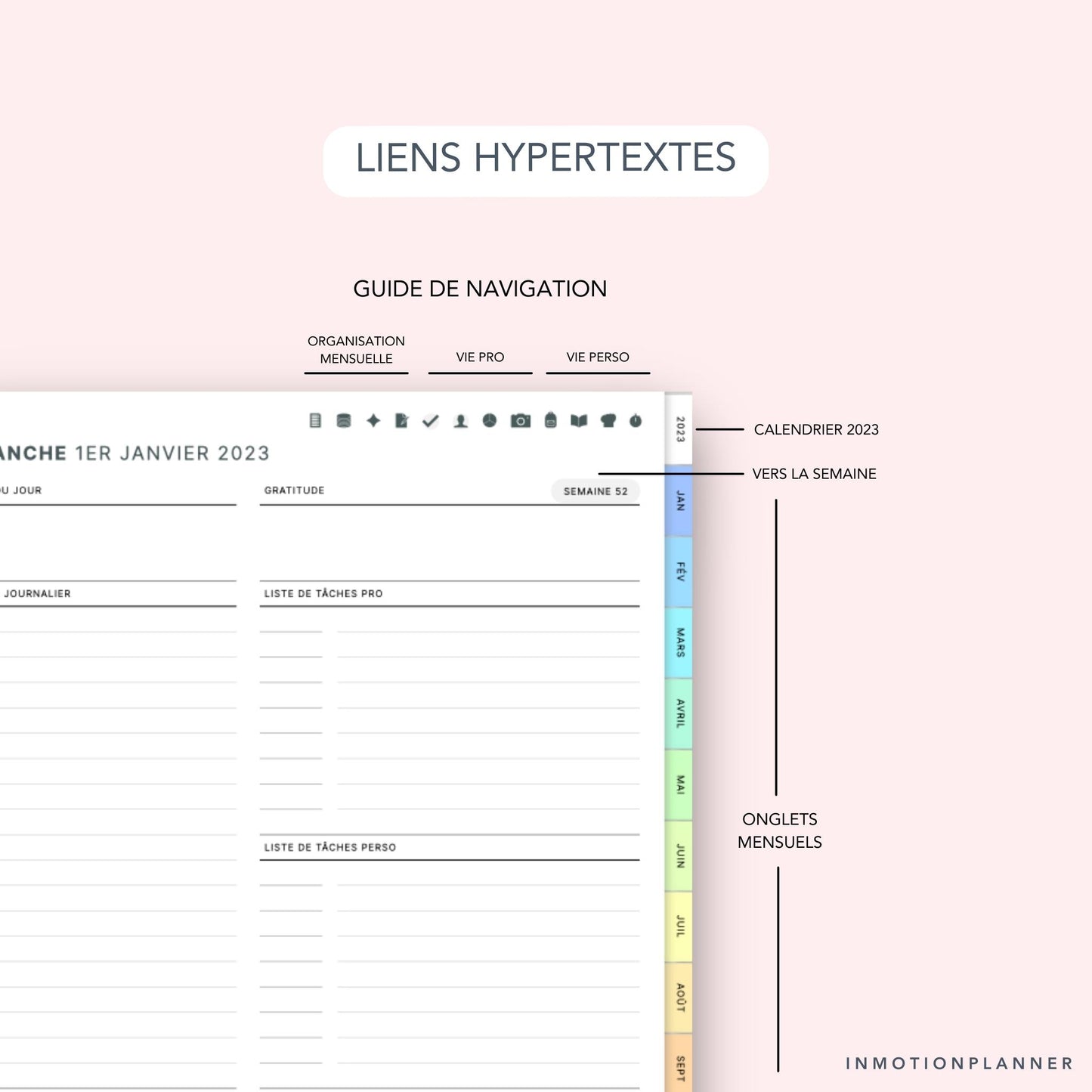 Liens hypertexte agenda numérique InMotion Planner
