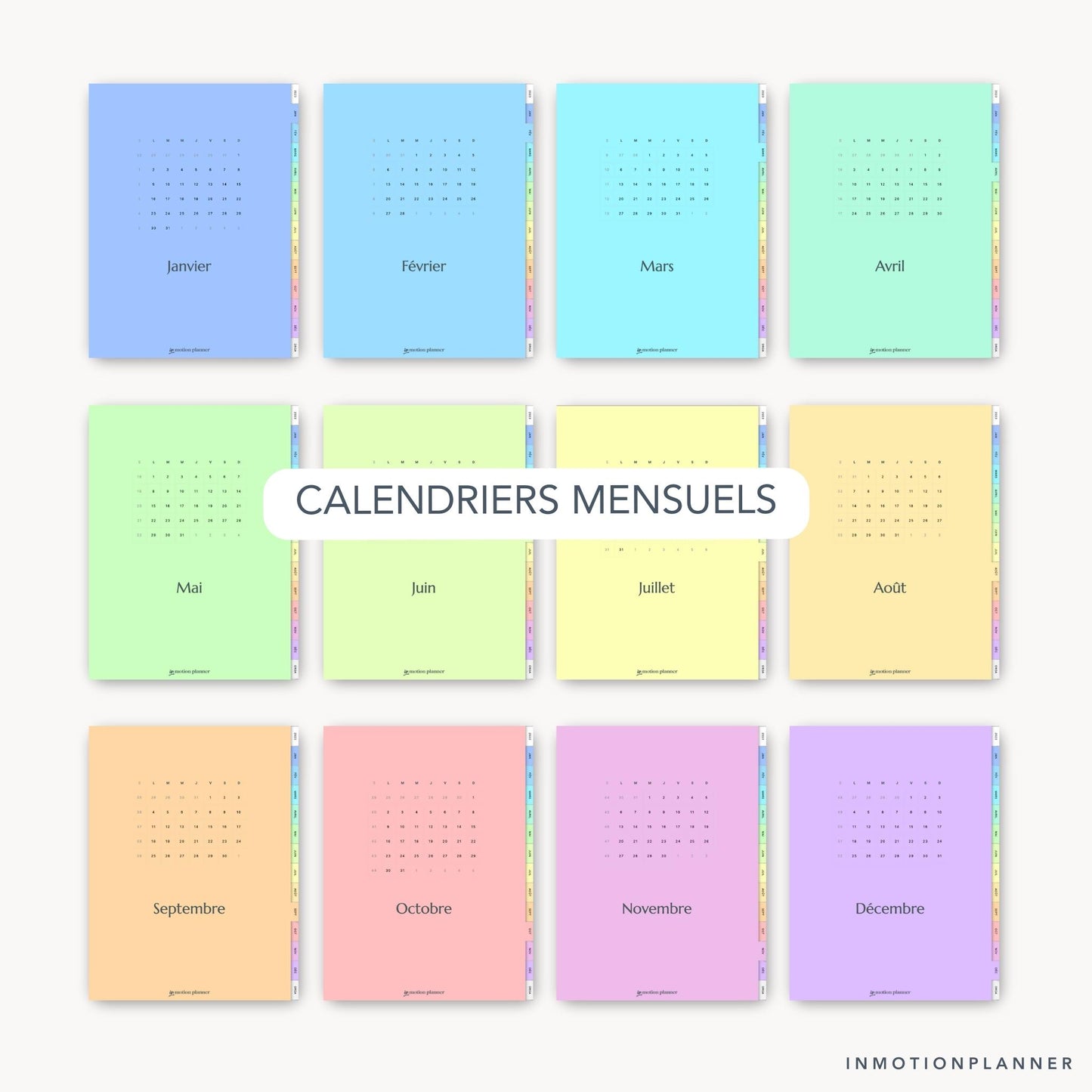 Calendriers mensuels InMotion Planner agenda numérique