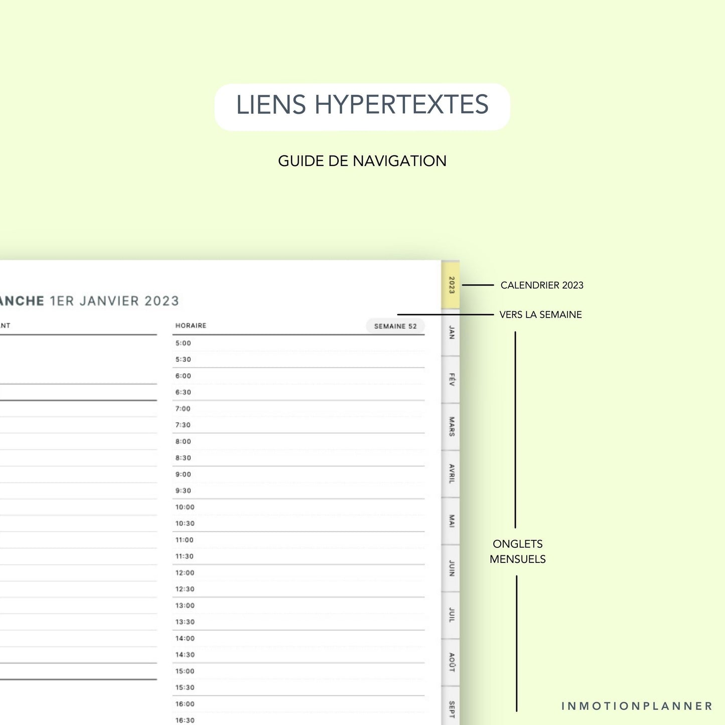Planner Essentiel de InMotion Planner liens hypertexte