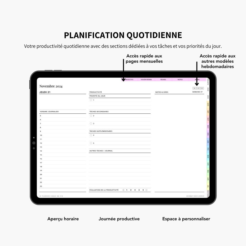 2024 - 2025 Planner digital - Le Planner Coach de Vie - Horizontal - InMotion Planner