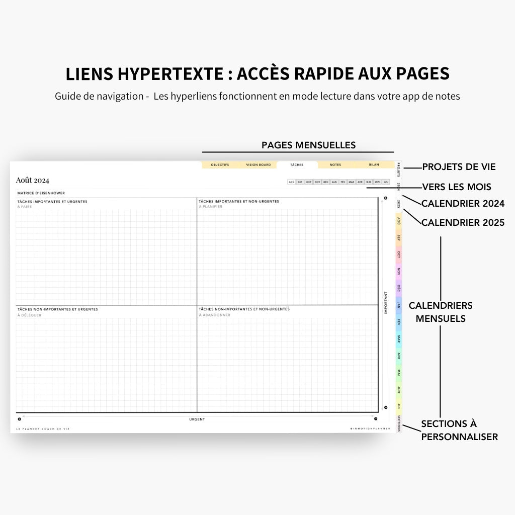 2024 - 2025 Planner digital - Le Planner Coach de Vie - Horizontal - InMotion Planner