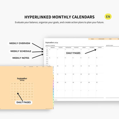 2024 - 2025 Planner digital - Le Planner Coach de Vie - Horizontal - InMotion Planner