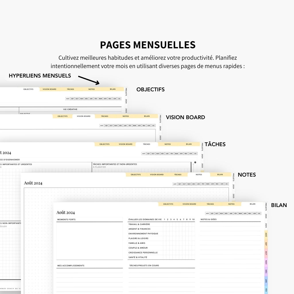 2024 - 2025 Planner digital - Le Planner Coach de Vie - Horizontal - InMotion Planner