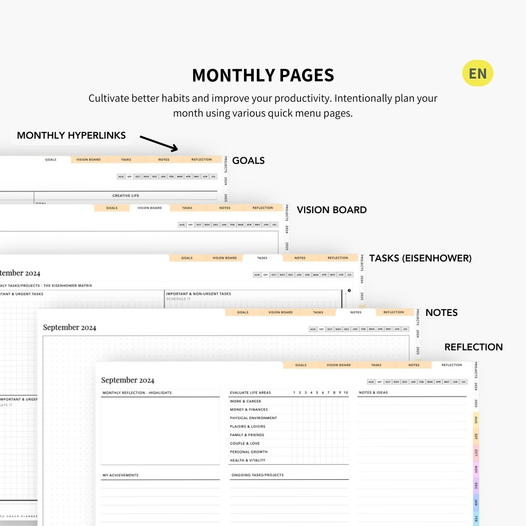 2024 - 2025 Planner digital - Le Planner Coach de Vie - Horizontal - InMotion Planner