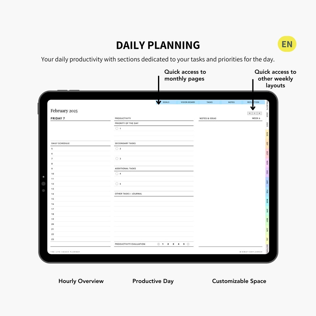 2024 - 2025 Planner digital - Le Planner Coach de Vie - Horizontal - InMotion Planner