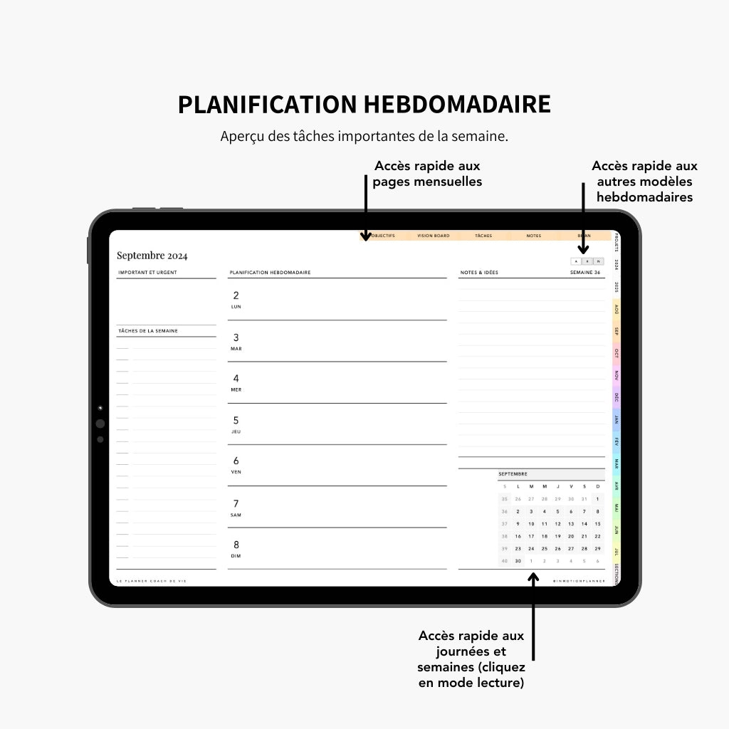 2024 - 2025 Planner digital - Le Planner Coach de Vie - Horizontal - InMotion Planner