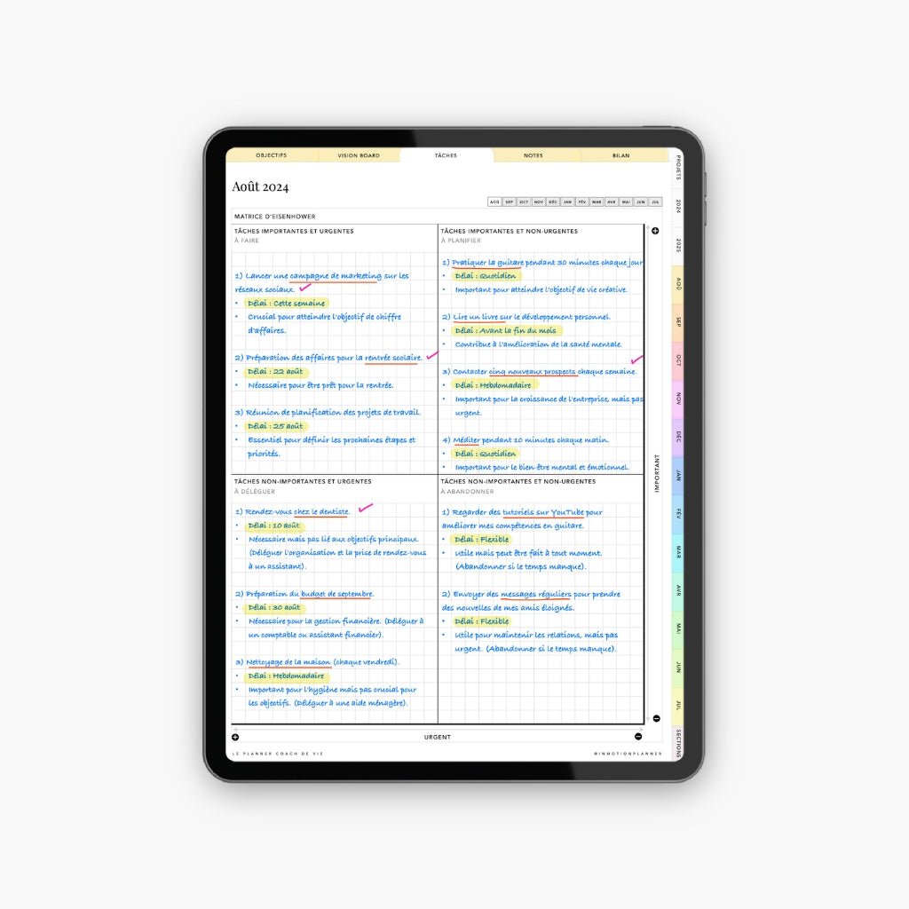 2024 - 2025 Planner digital - Le Planner Coach de Vie - Vertical - InMotion Planner