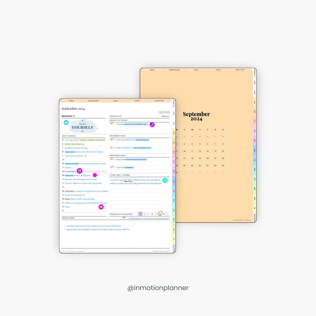 2024 - 2025 Planner digital - Le Planner Coach de Vie - Vertical - InMotion Planner