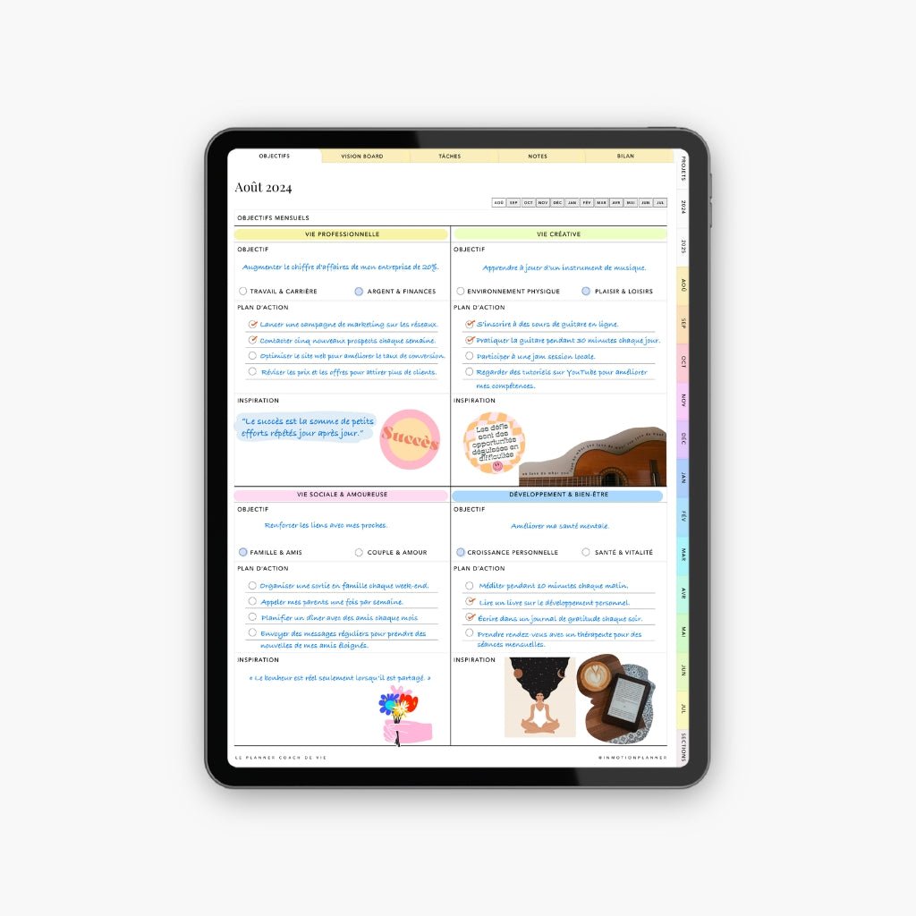 2024 - 2025 Planner digital - Le Planner Coach de Vie - Vertical - InMotion Planner