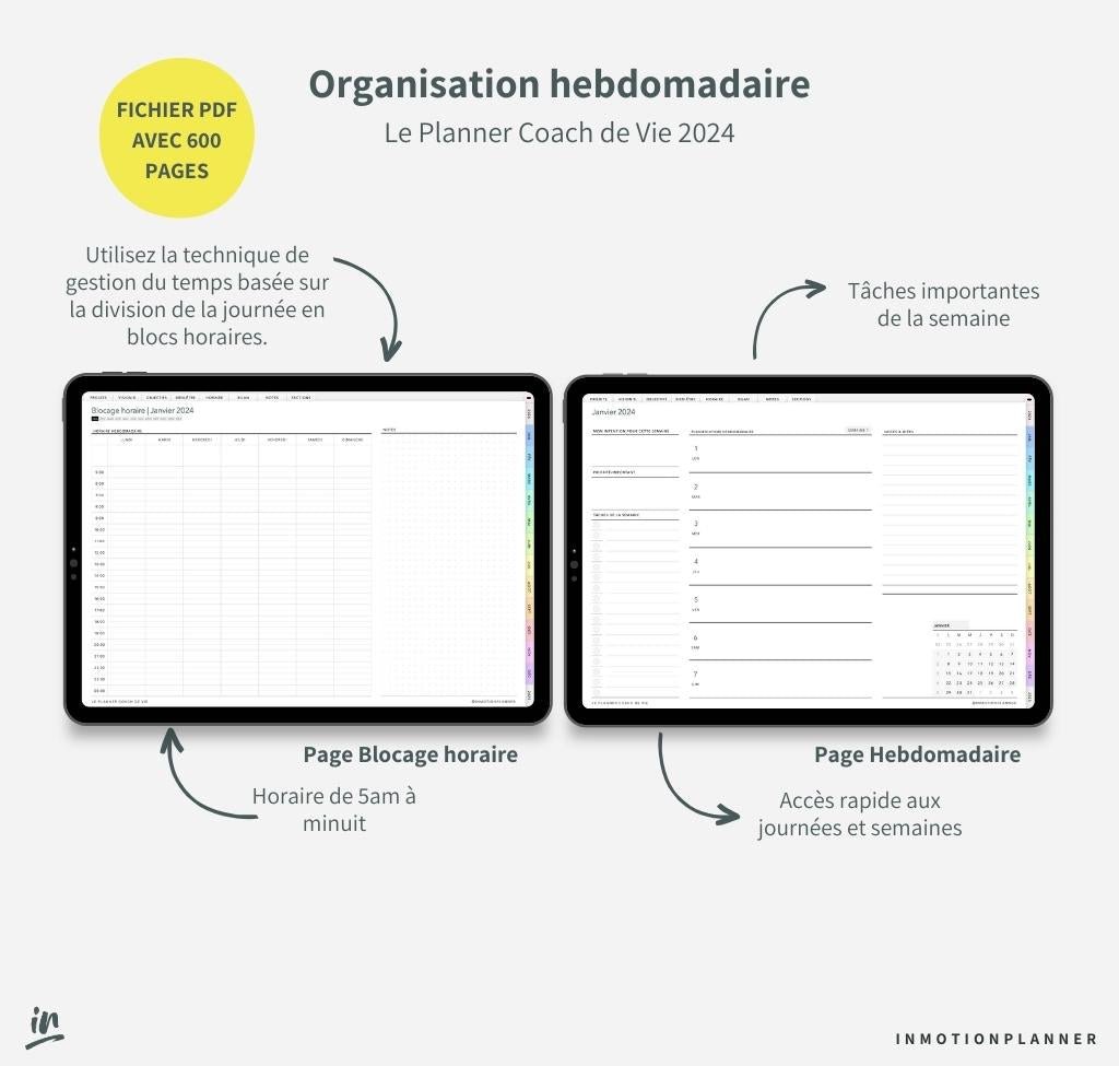 2024 Planner digital - Le Planner Coach de Vie - horizontal - InMotion Planner