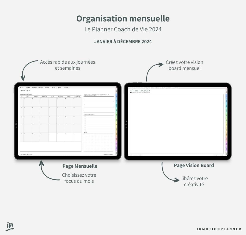 2024 Planner digital - Le Planner Coach de Vie - horizontal - InMotion Planner