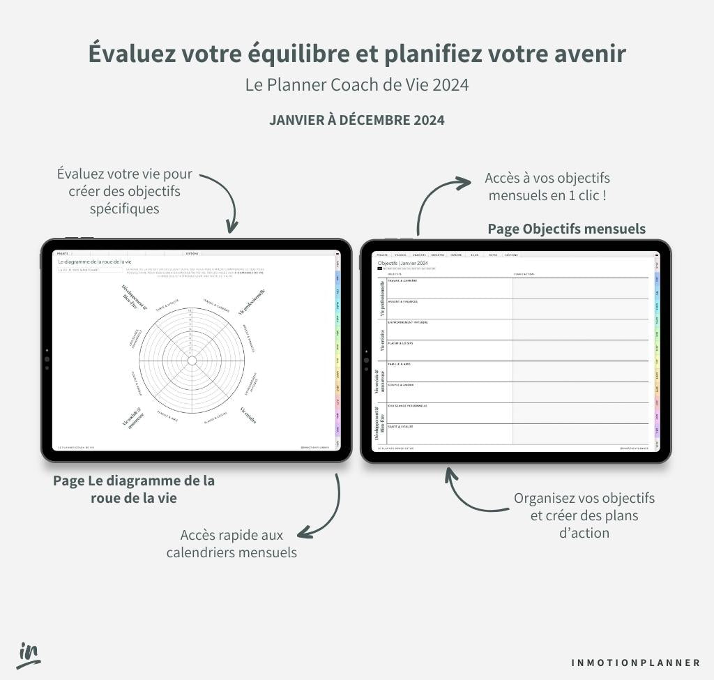 2024 Planner digital - Le Planner Coach de Vie - horizontal - InMotion Planner