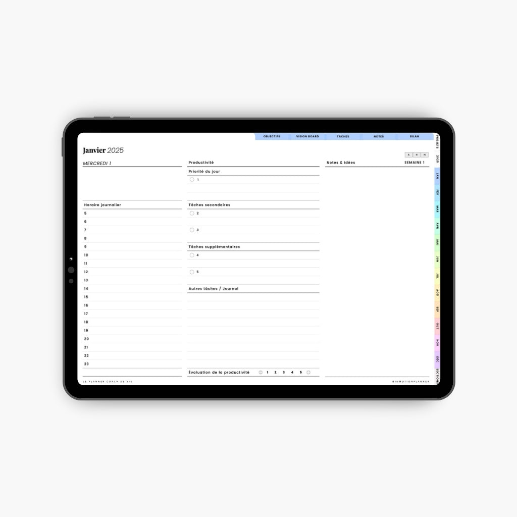 2025 Planner digital - Le Planner Coach de Vie - Horizontal - InMotion Planner