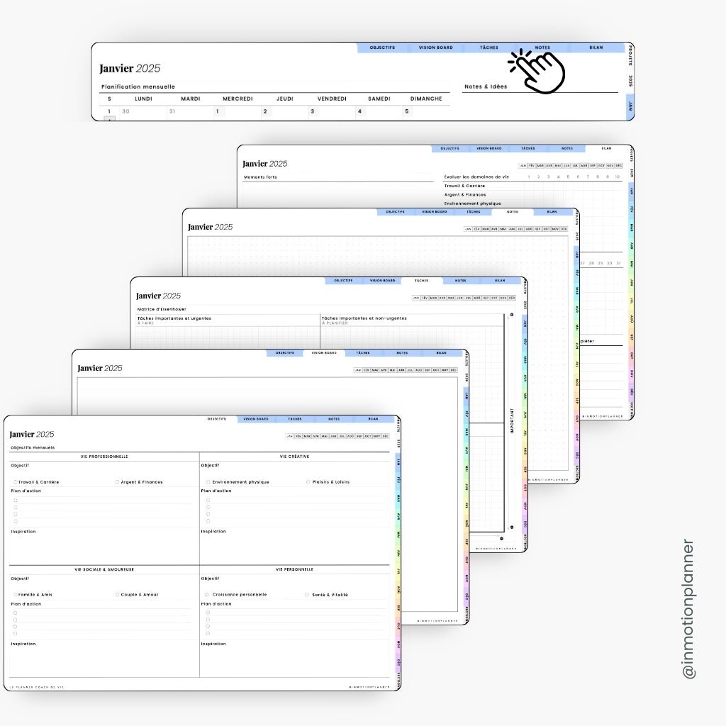 2025 Planner digital - Le Planner Coach de Vie - Horizontal - InMotion Planner