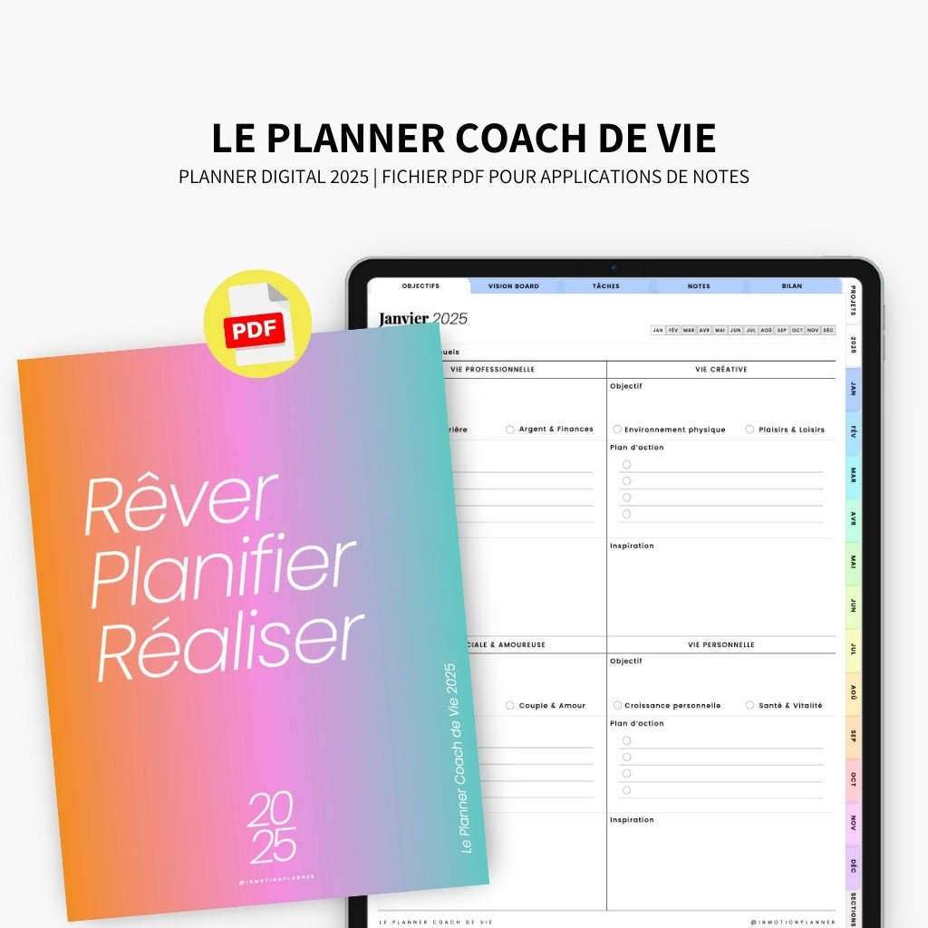 2025 Planner digital - Le Planner Coach de Vie - Vertical - InMotion Planner