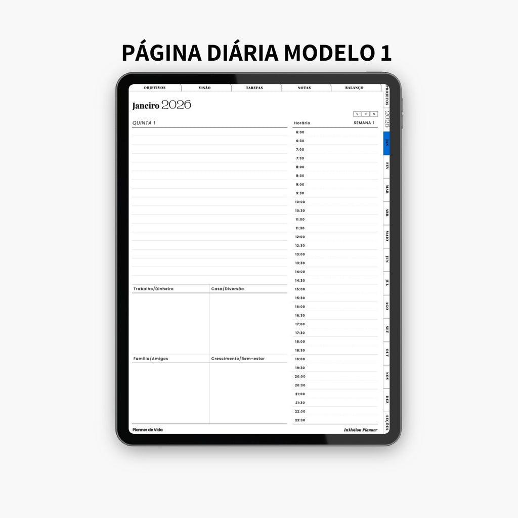 2026 Digital Planner – Vertical (Portuguese)