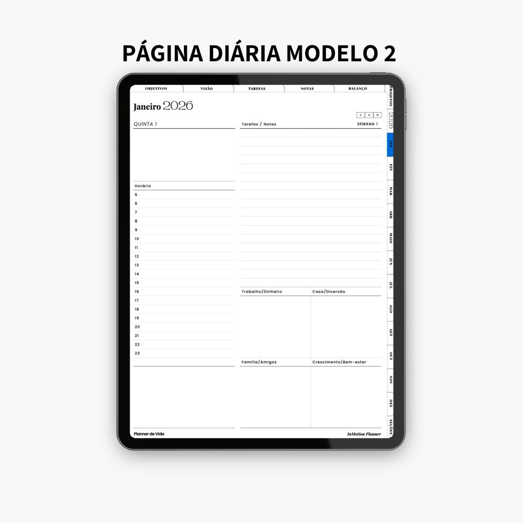 2026 Digital Planner – Vertical (Portuguese)