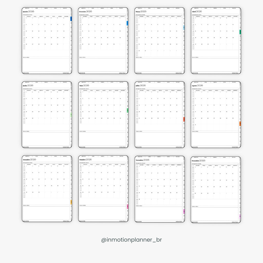 2026 Digital Planner – Vertical (Portuguese)