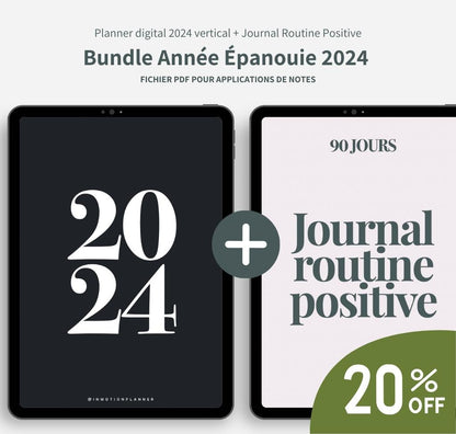 Bundle Année Épanouie (Planner digital 2024 + Journal Routine Positive)