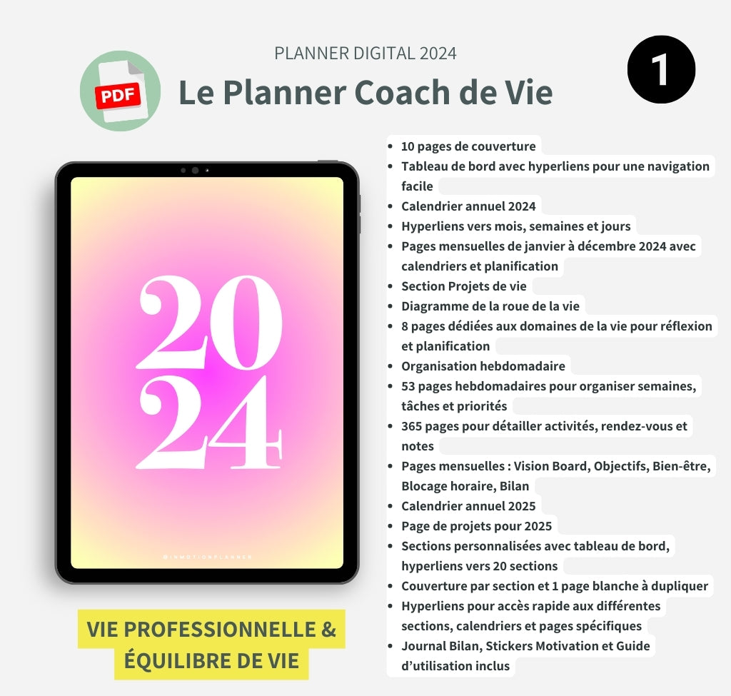 Bundle Vie Pro Perso (Planner digital 2024 + Planner Projet + Planner Budget)