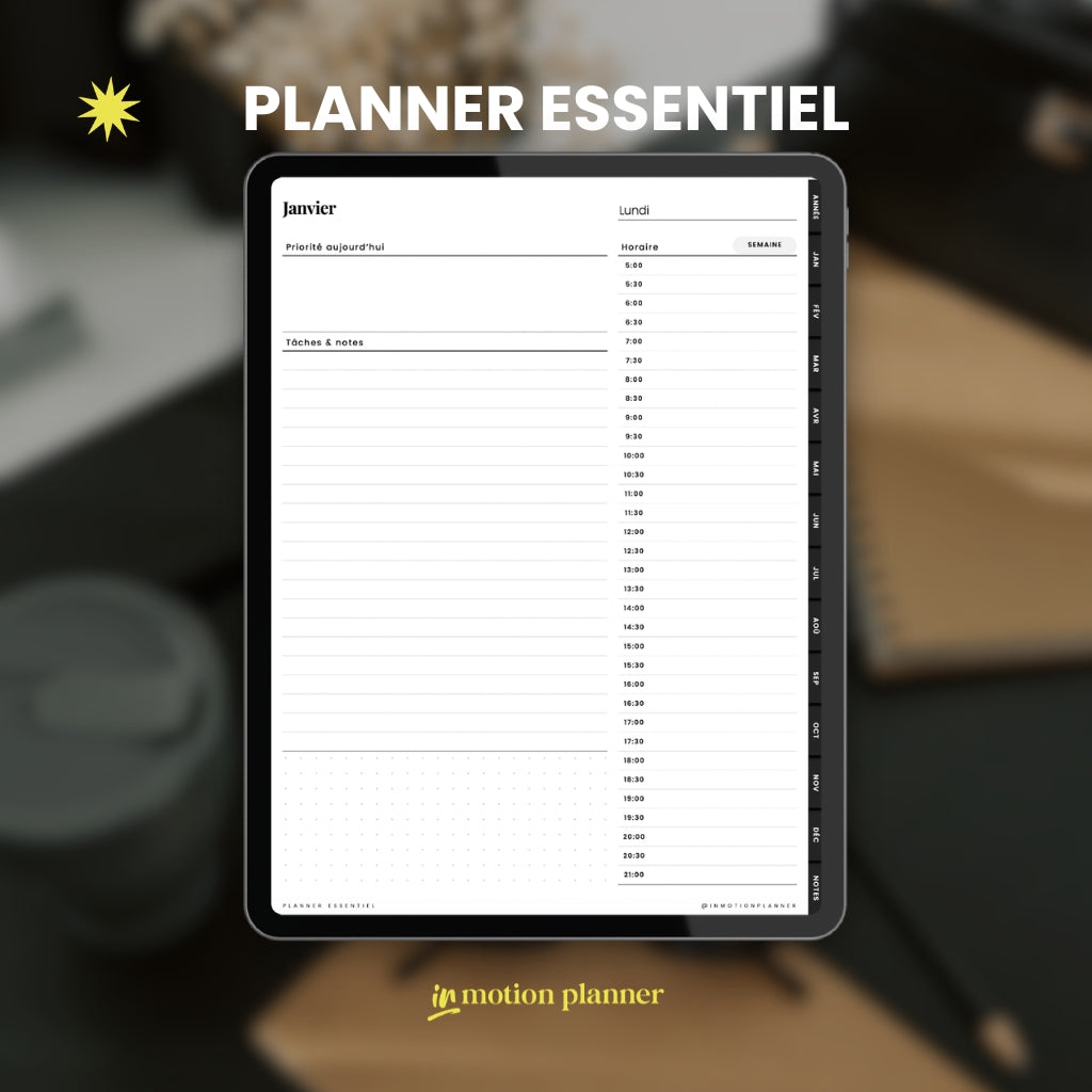 Planner digital Essencial sem data (Francês)
