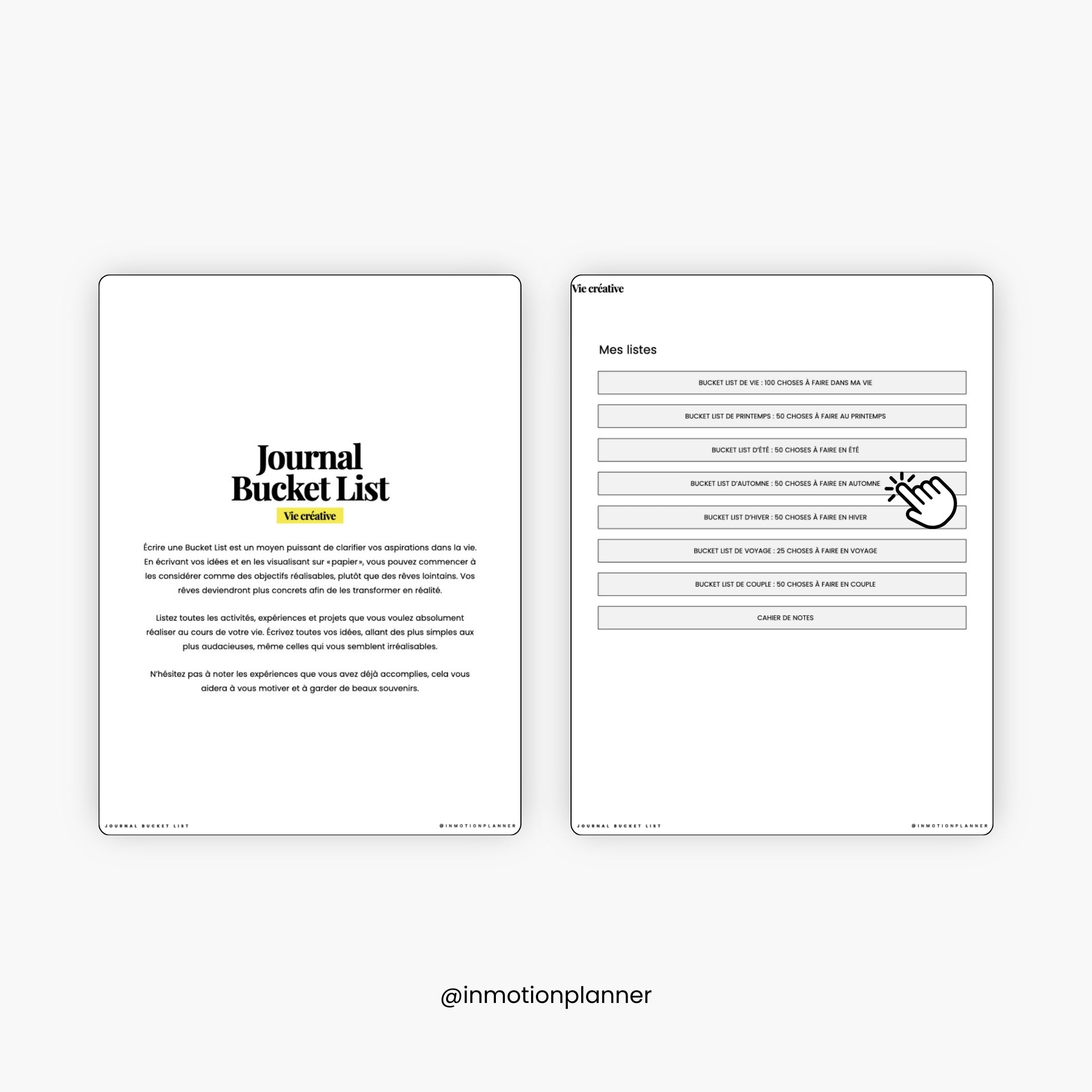 Bucket List Journal (French)