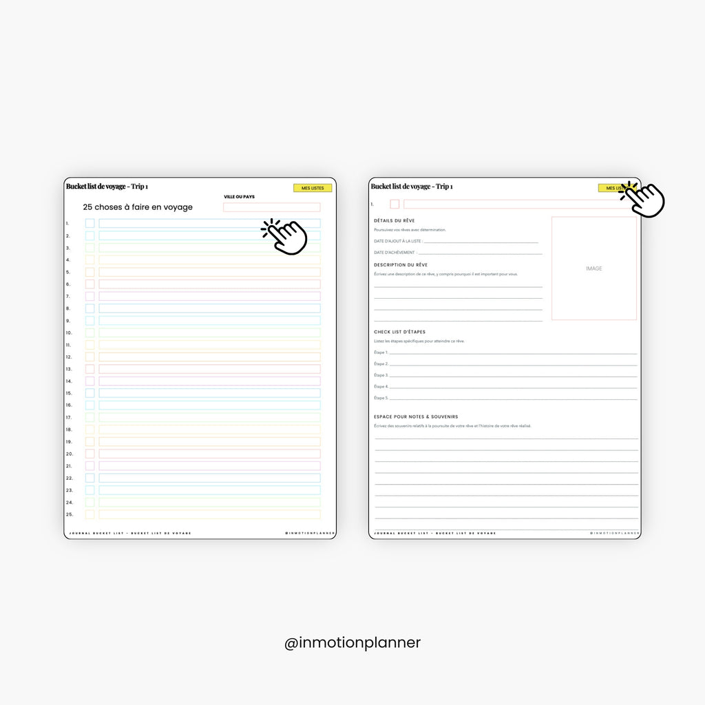 Bucket List Journal (French)