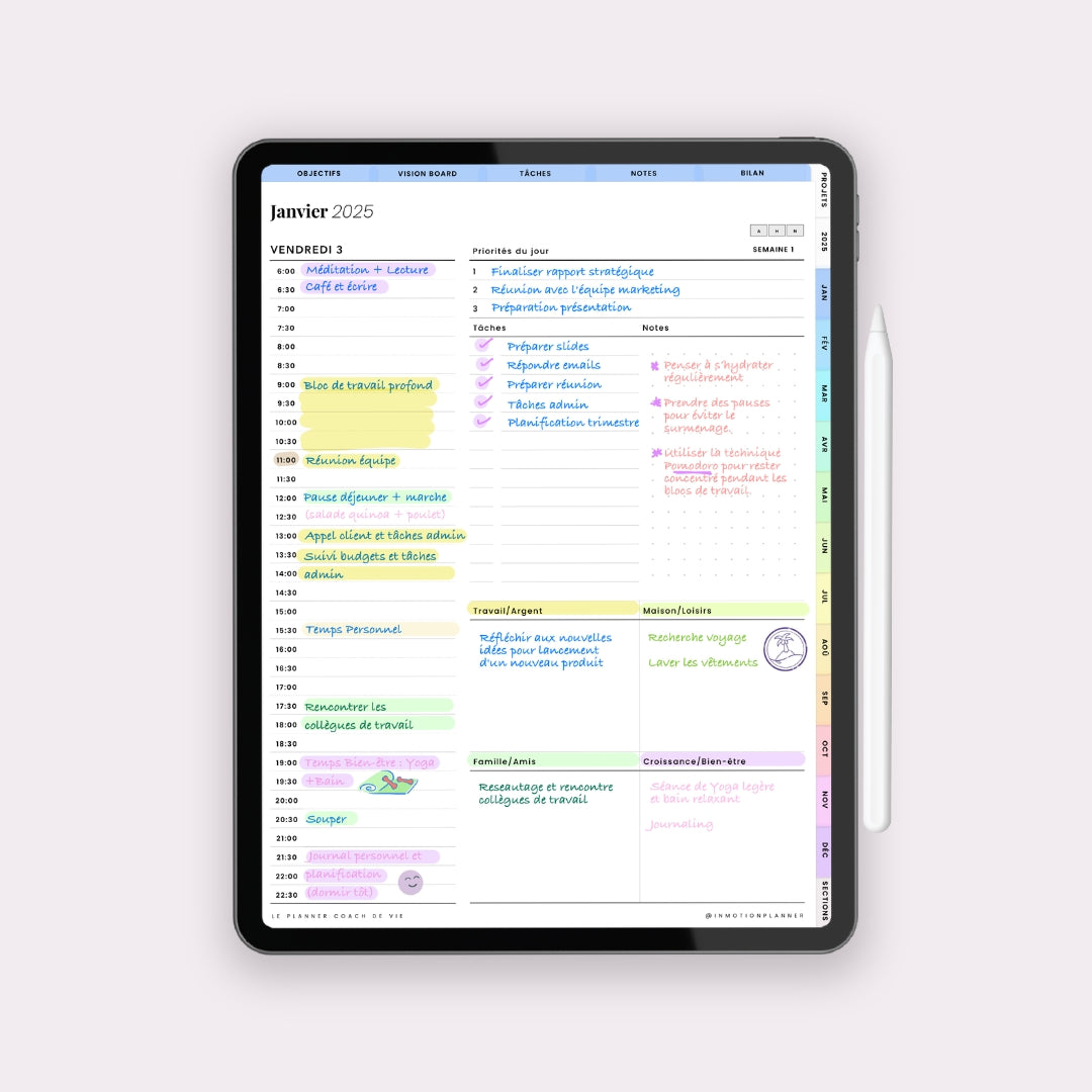 planification journalière ou planning journalier