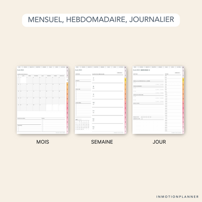 Organisation mensuelle, hebdo et journalière avec planner digital InMotion Planner