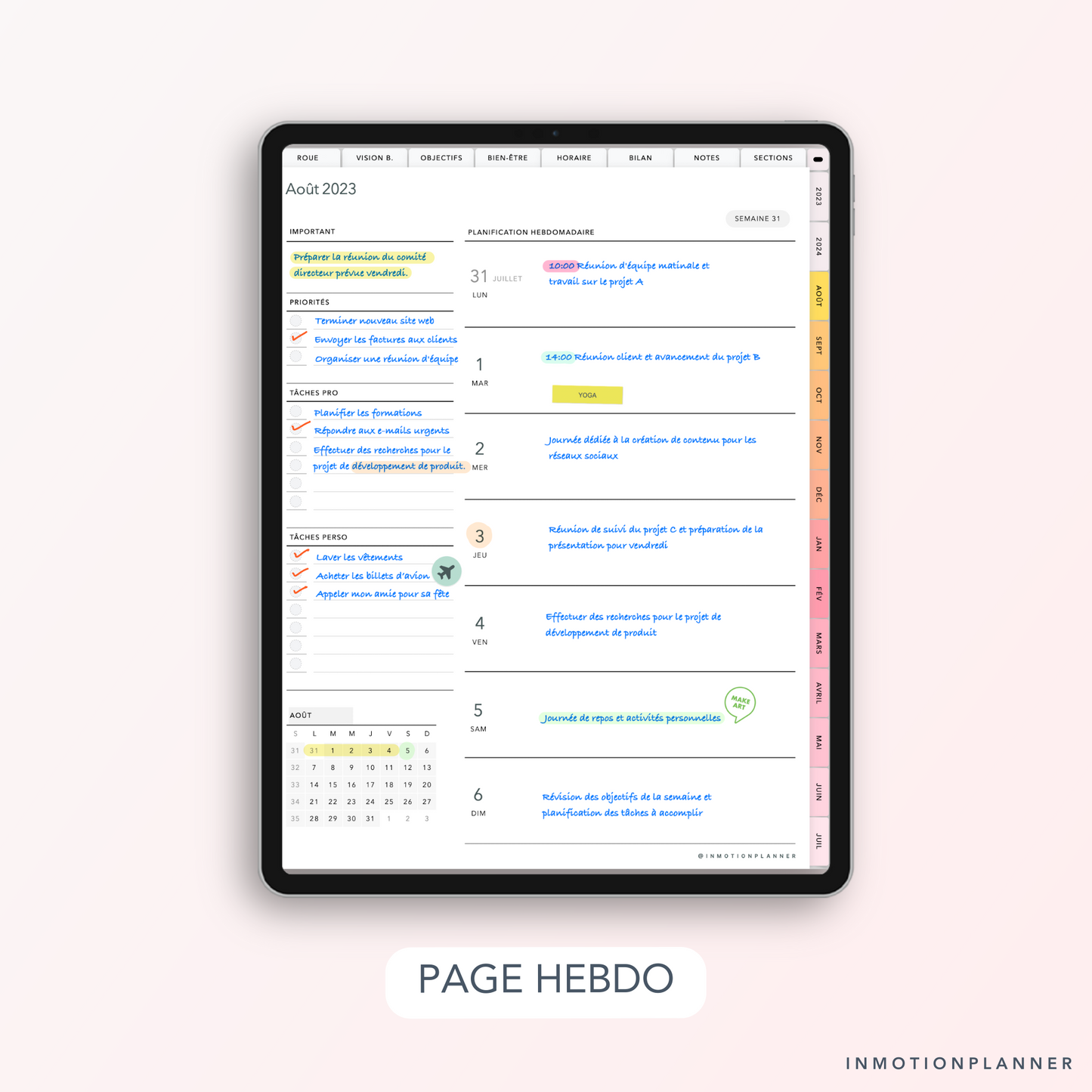 Page hebdo InMotion Planner