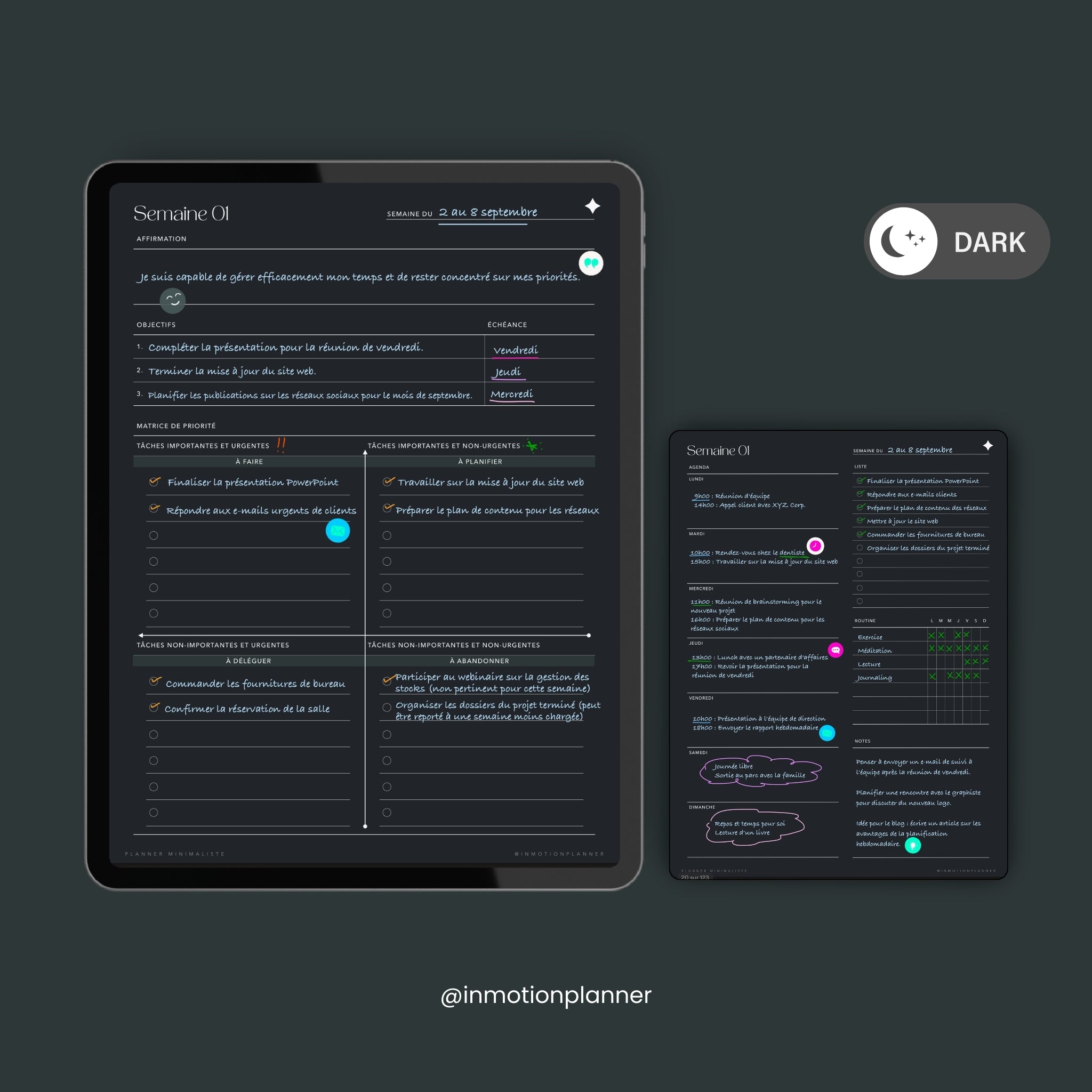 Planner Minimaliste non daté - 52 semaines