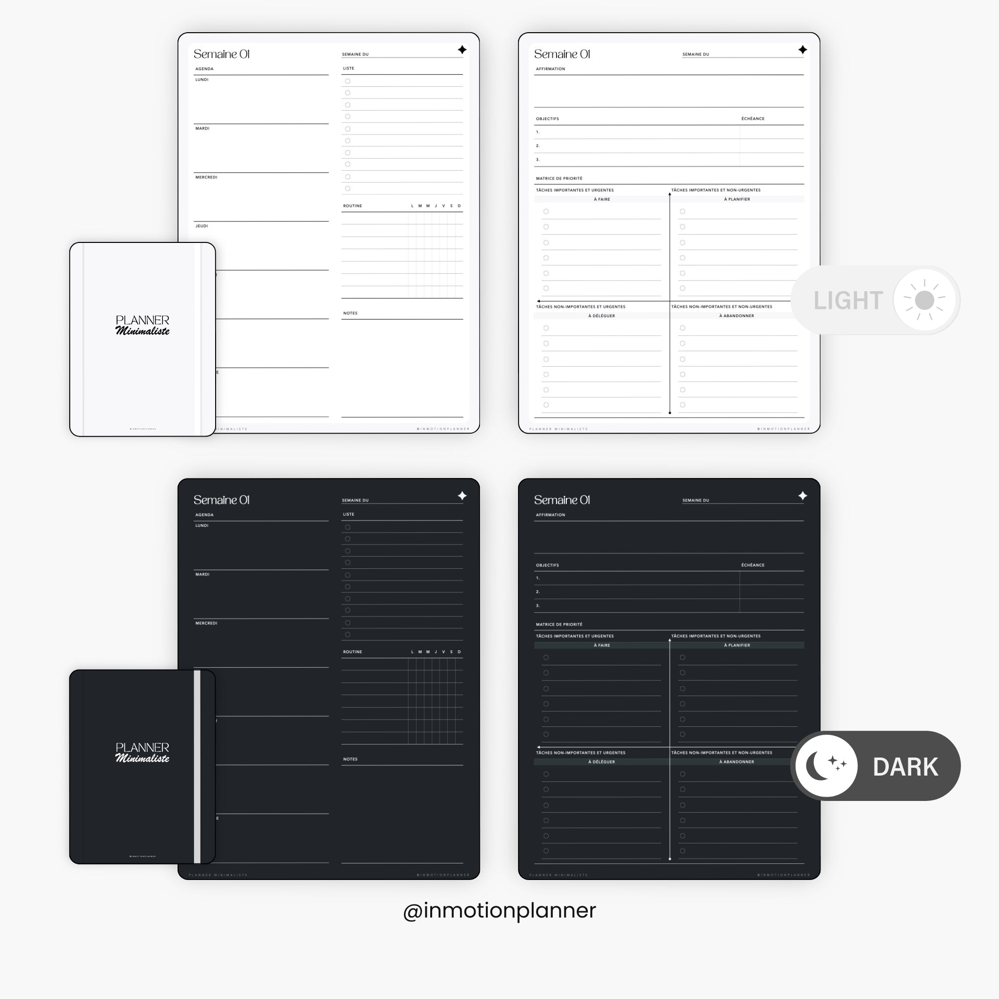 Planner Minimaliste non daté - 52 semaines