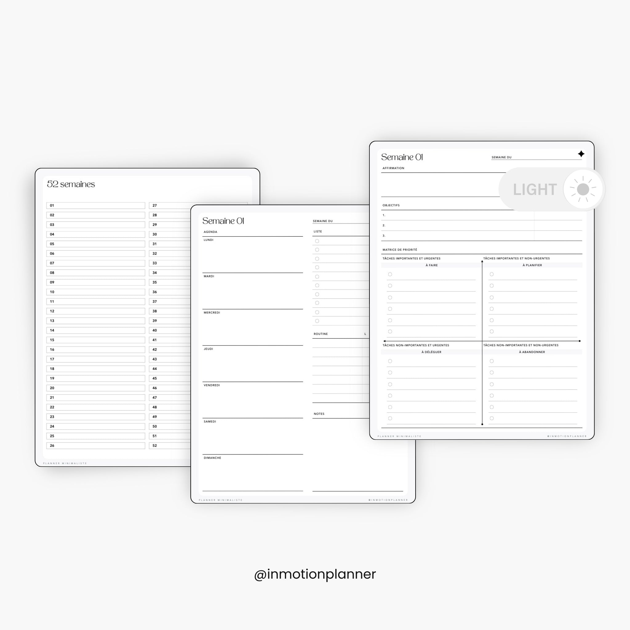 Minimalist Undated Planner (French)