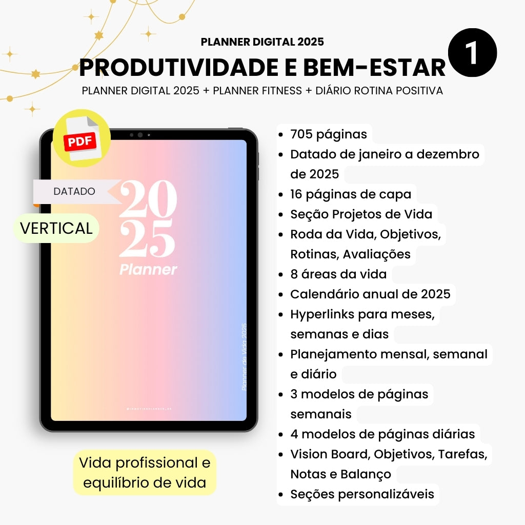 Bundle Produtividade e Bem-Estar - 2025 Vertical (Portugais)