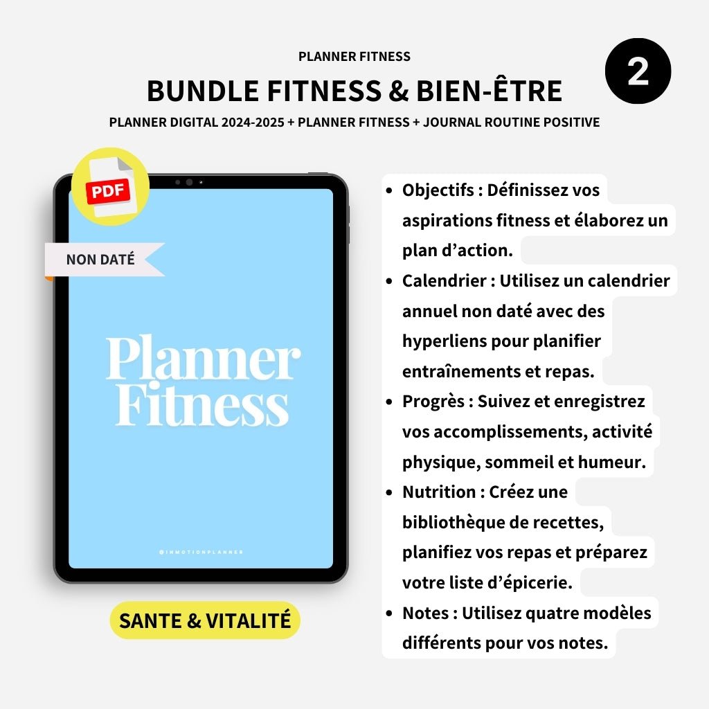 Bundle Fitness & Bien - être (2024 - 2025 Horizontal) - InMotion Planner