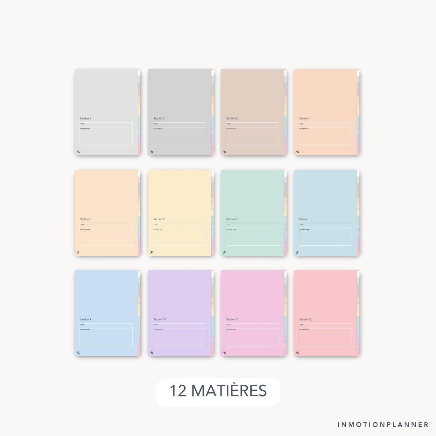 Cahier digital 12 matières pastel doux
