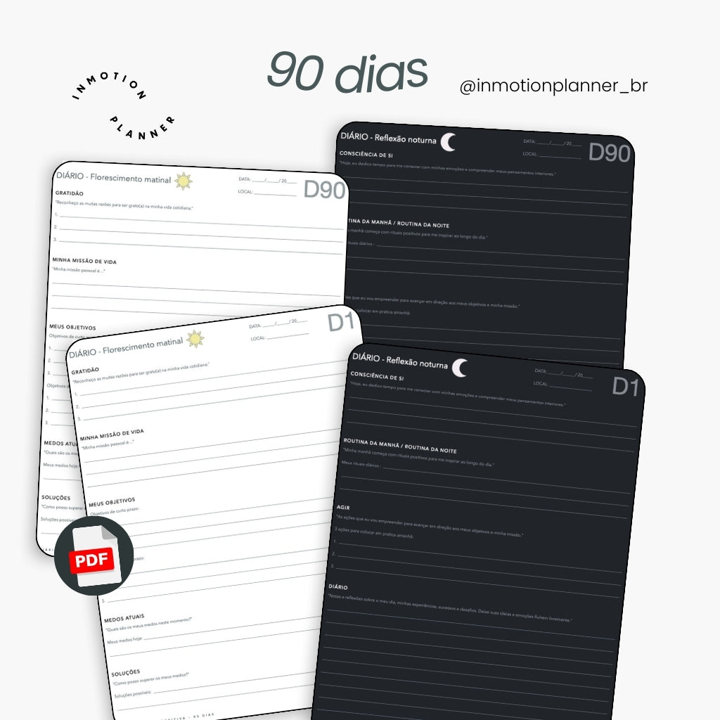 Diário Rotina Positiva - 90 dias | Diário digital em português - InMotion Planner